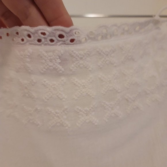 Zara Womens Size XS White Cotton Eyelet Embroidered Gauze Mini Dress Boho Beach - Picture 4 of 12